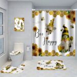 Shower Curtains 5-Piece Cartoon Animal Bathroom Shower Curtain Set