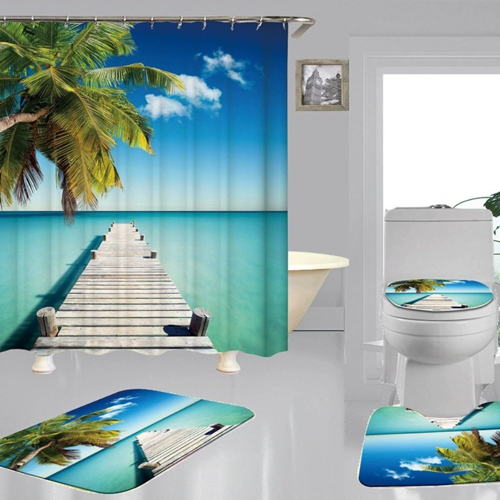 Shower Curtains Beach 3D Digital Print Shower Curtain