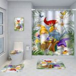 Shower Curtains 5-Piece Cartoon Animal Bathroom Shower Curtain Set